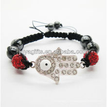 Hamsa shamballa bracelet tissé avec cristal rouge